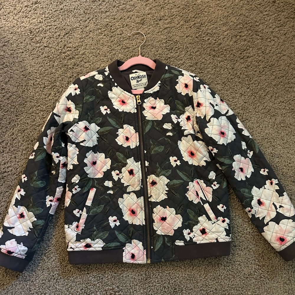 OshKosh B'gosh Floral Kids Jacket - Black and Pink